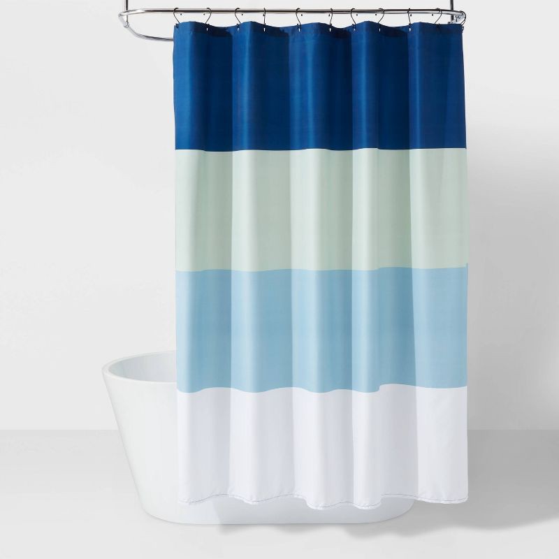 slide 1 of 4, Microfiber Colorblock Large Striped Shower Curtain - Room Essentials™, 1 ct