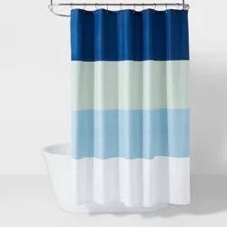 Microfiber Colorblock Large Striped Shower Curtain - Room Essentials™: Polyester, Machine Washable, Mid-Century Decor