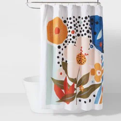 Exploded Graphic Shower Curtain - Room Essentials™: Mid-Century Modern, Recycled Polyester & Cotton, Machine Washable