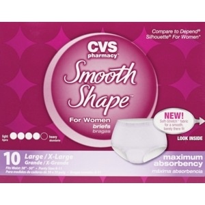 slide 1 of 1, CVS Health Smooth Shape Briefs For Woman Maximum Absorbency, Large/Extra-Large, 10 ct