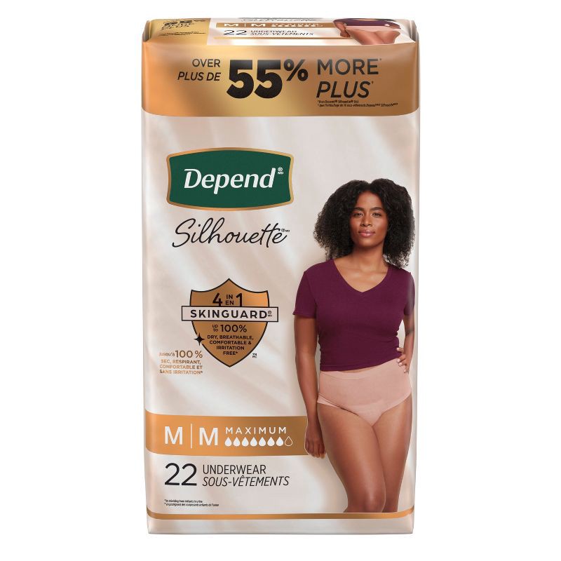 slide 2 of 9, Depend Silhouette Incontinence & Postpartum Underwear for Women - Maximum Absorbency - M - Pink - 22ct, 22 ct