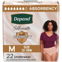 Depend Silhouette Incontinence & Postpartum Underwear for Women - Maximum Absorbency - M - Pink - 22ct