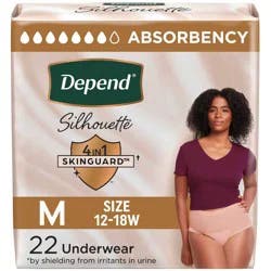 Depend Silhouette Incontinence & Postpartum Underwear for Women - Maximum Absorbency - M - Pink - 22ct