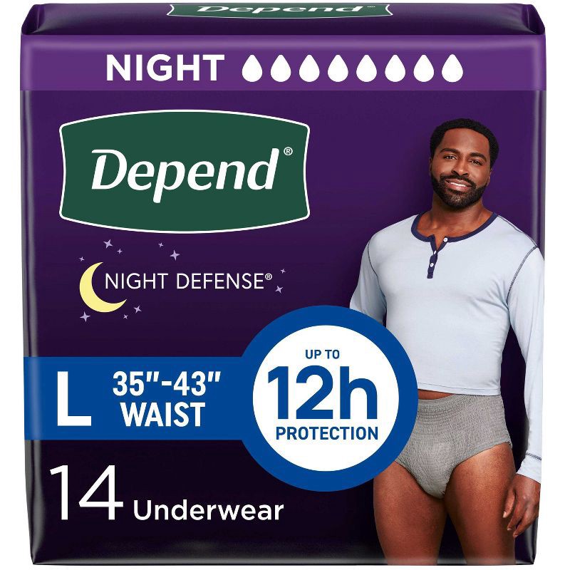 slide 1 of 10, Depend Night Defense Incontinence Disposable Underwear for Men - Overnight Absorbency - L - 14ct, 14 ct