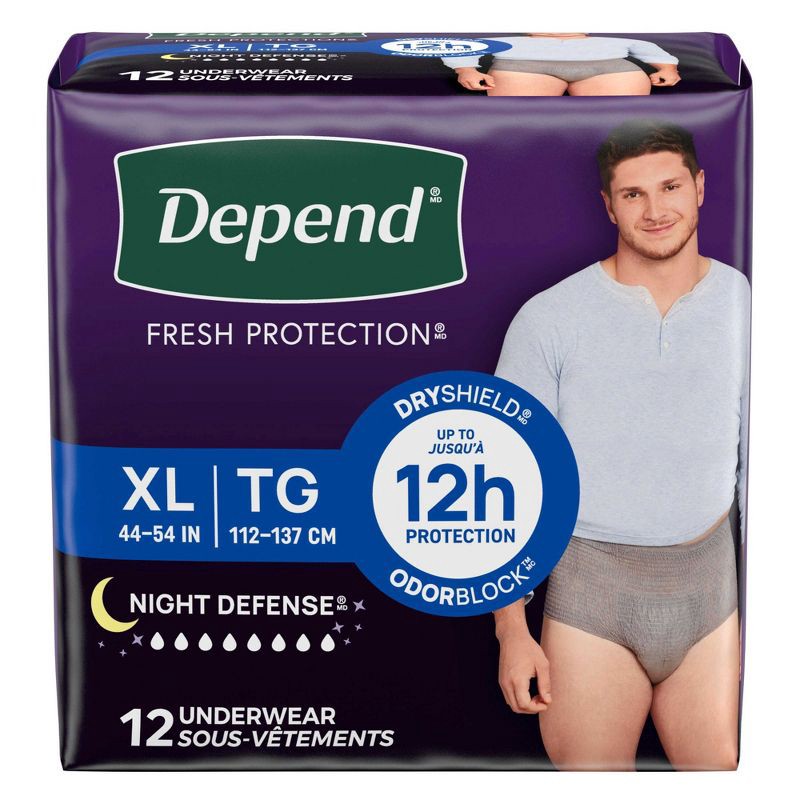 slide 2 of 10, Depend Night Defense Incontinence Disposable Underwear for Men - Overnight Absorbency - XL - 12ct, 12 ct
