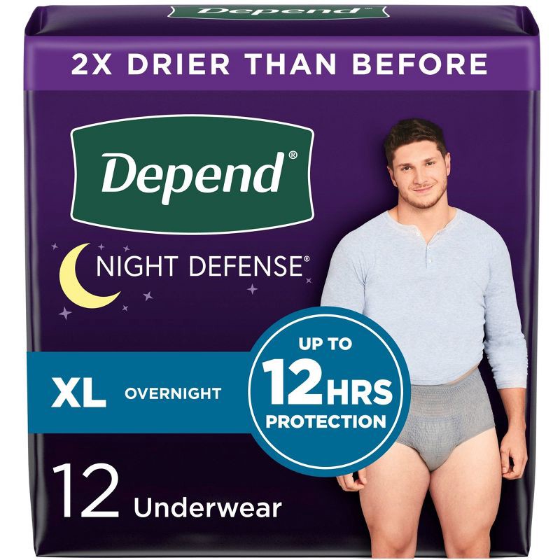 slide 1 of 7, Depend Night Defense Incontinence Disposable Underwear for Men - Overnight Absorbency - XL - 12ct, 12 ct