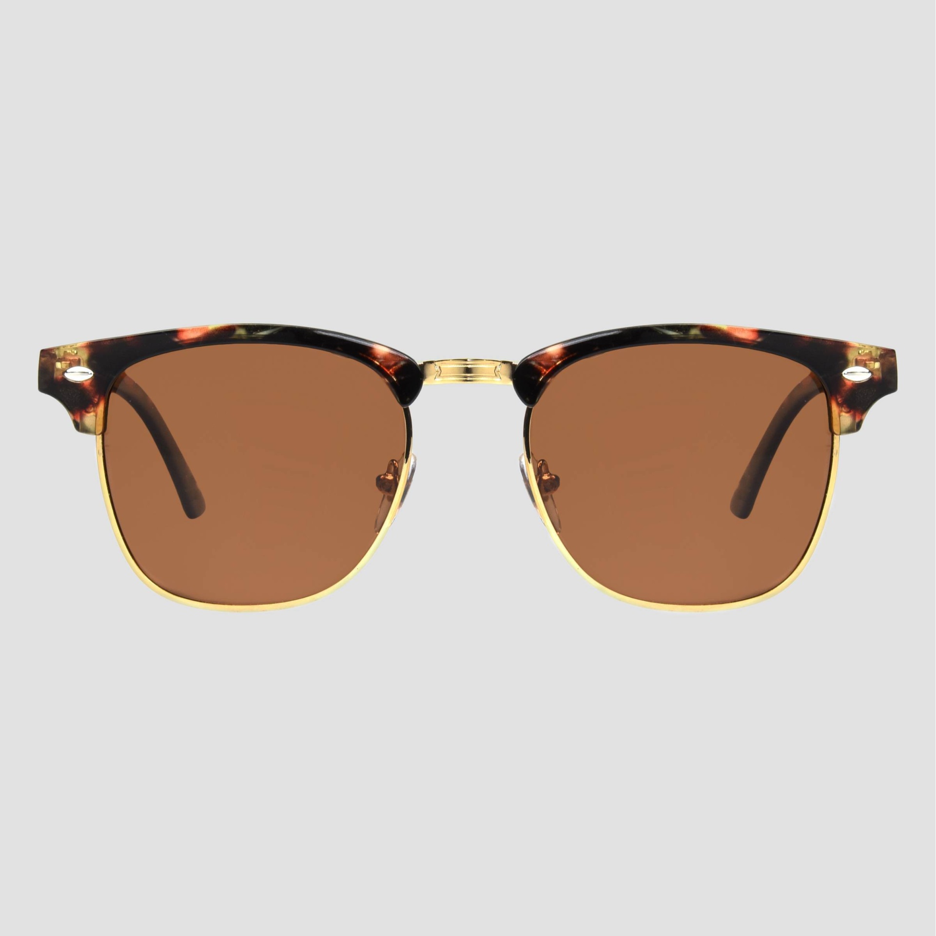 slide 1 of 2, Women's Retro Browline Tortoise Shell Print Sunglasses with Polarized Lenses - A New Day Brown, 1 ct