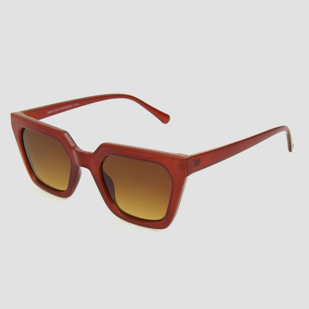 slide 2 of 2, Women's Angular Rectangle Sunglasses - A New Day Brown, 1 ct