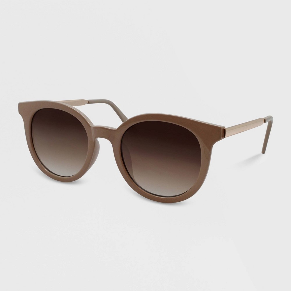 slide 2 of 2, Women's Round Plastic Metal Sunglasses - A New Day Nude, 1 ct