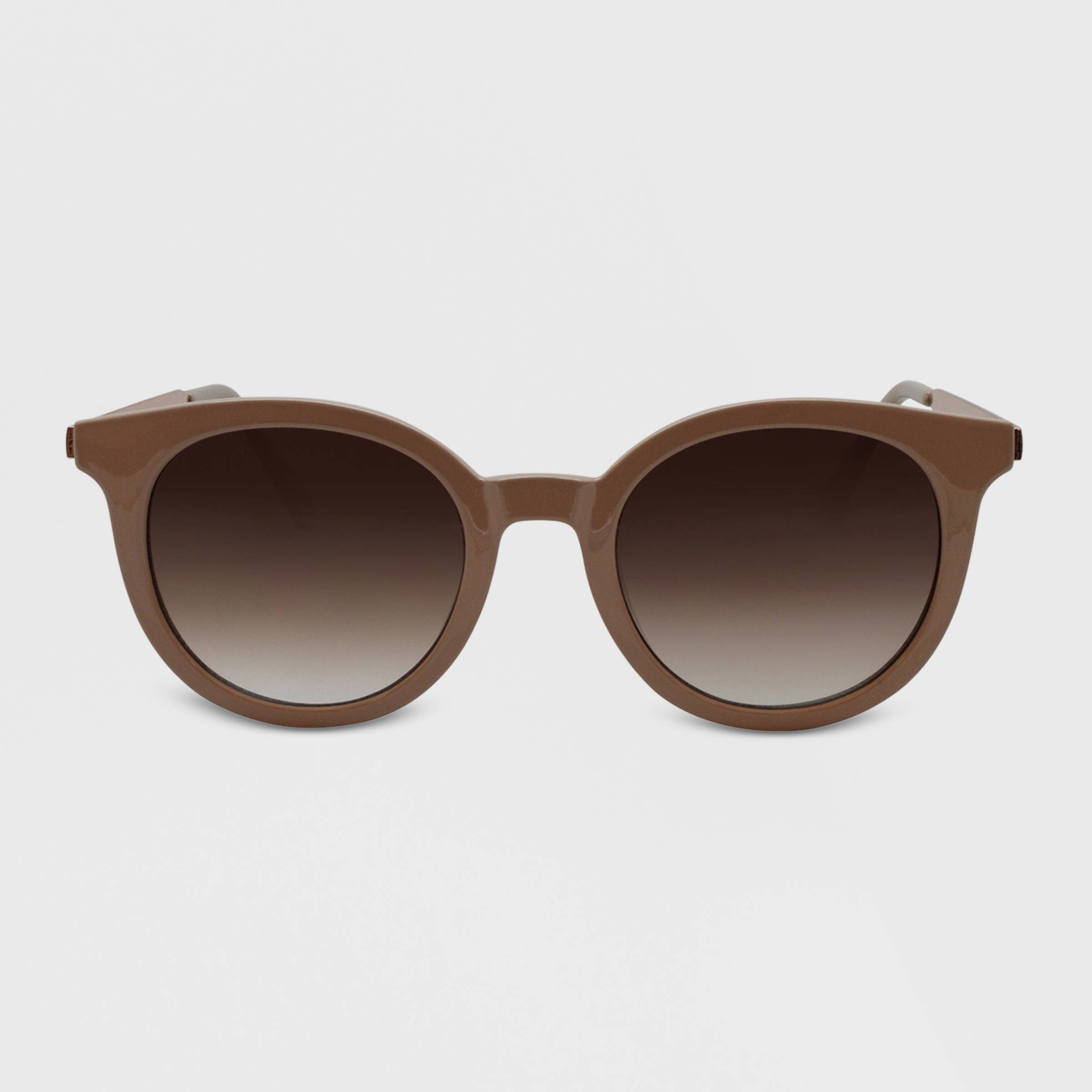 slide 1 of 2, Women's Round Plastic Metal Sunglasses - A New Day Nude, 1 ct