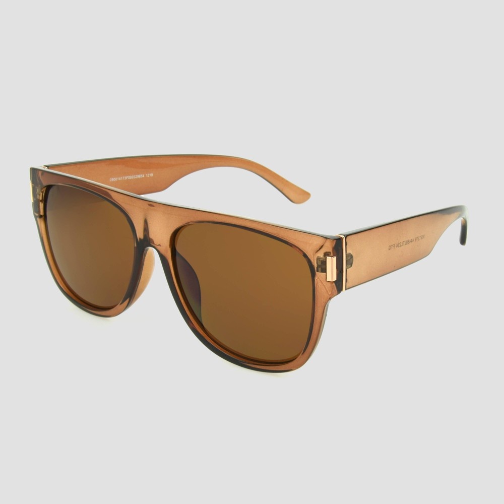 slide 2 of 2, Women's Oversized Crystal Flat Top Square Sunglasses - A New Day Brown, 1 ct