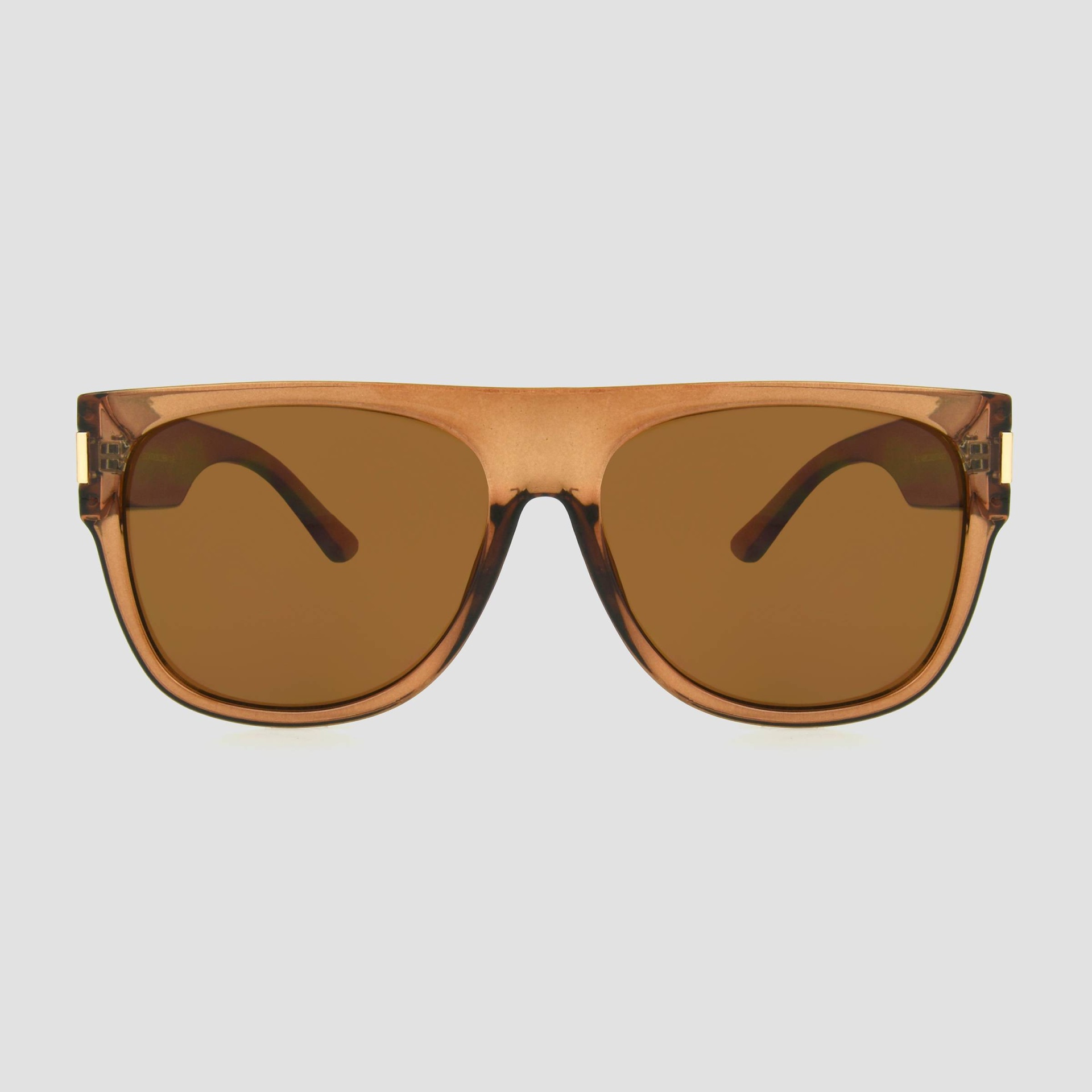 slide 1 of 2, Women's Oversized Crystal Flat Top Square Sunglasses - A New Day Brown, 1 ct
