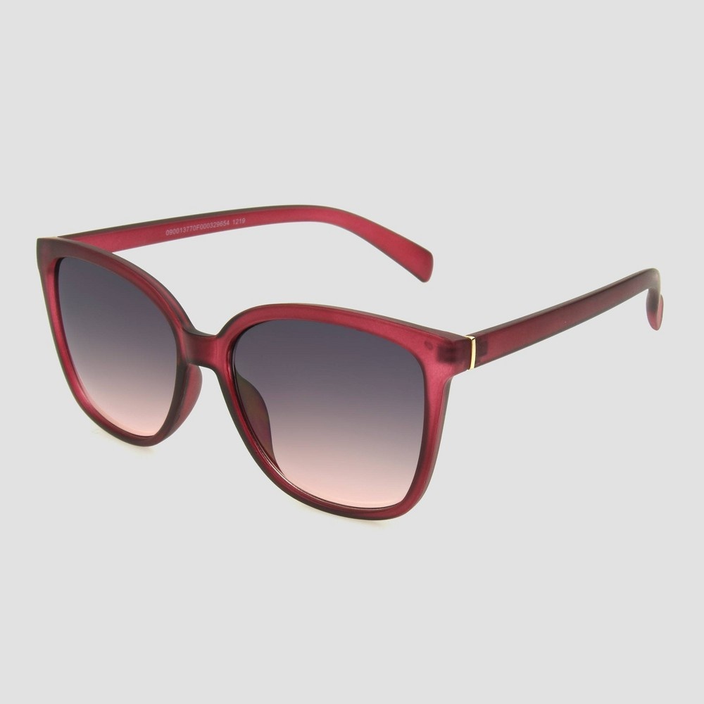 slide 2 of 2, Women's Crystal Square Plastic Sunglasses - A New Day Burgundy, 1 ct