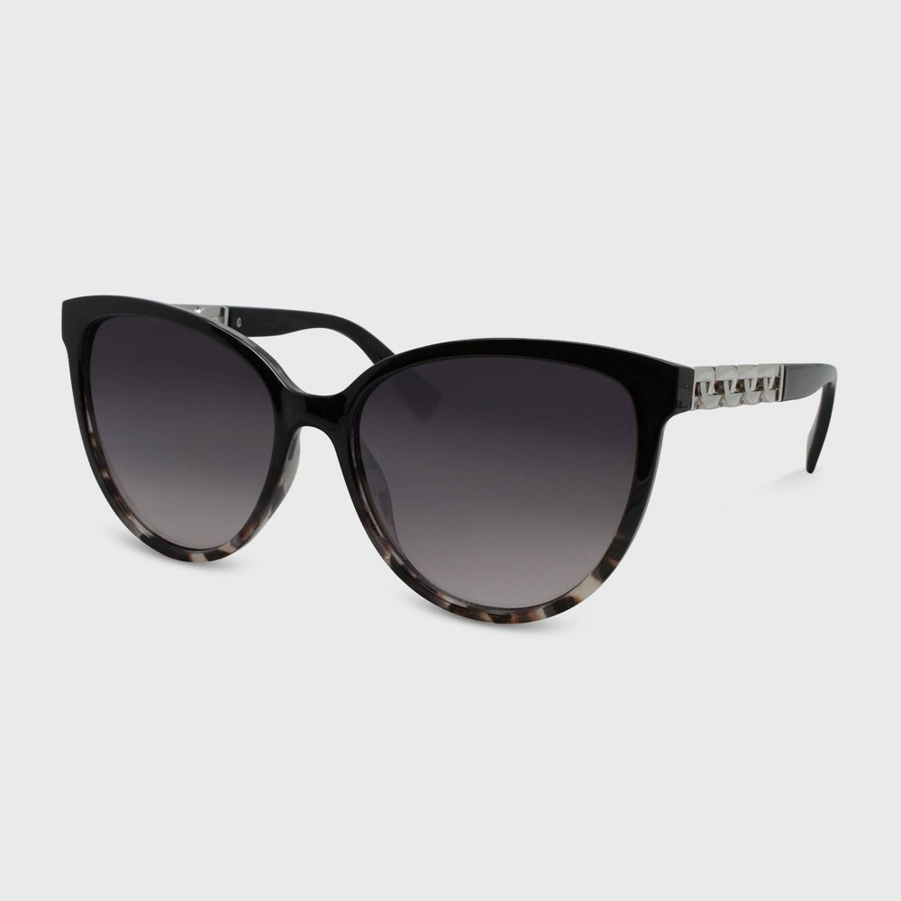 slide 2 of 2, Women's Cateye Plastic Metal Sunglasses - A New Day Black, 1 ct
