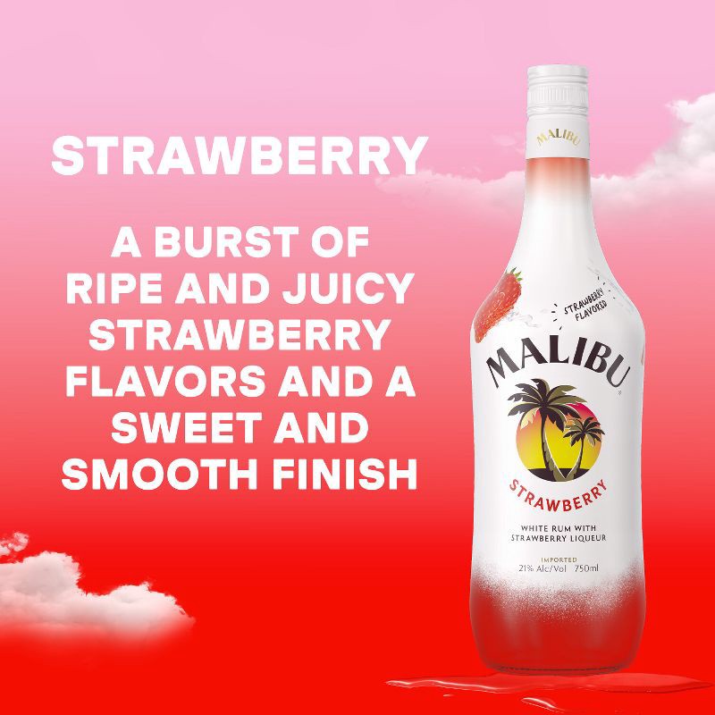 slide 2 of 12, Malibu Strawberry Flavored White Rum - 750ml Bottle, 750 ml