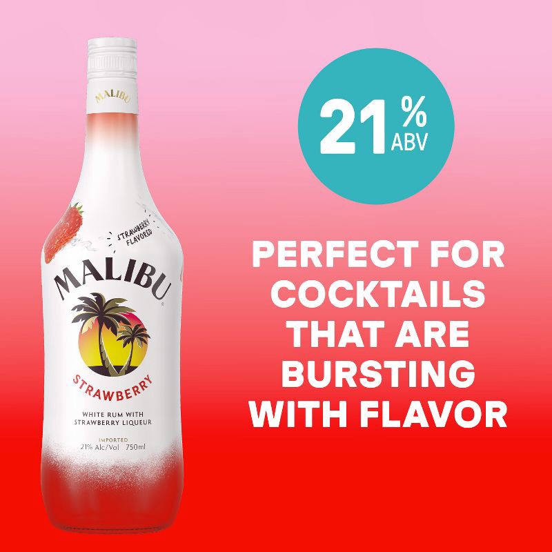 slide 3 of 12, Malibu Strawberry Flavored White Rum - 750ml Bottle, 750 ml