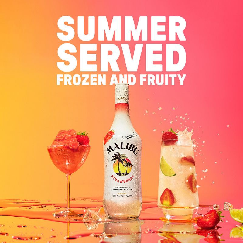 slide 6 of 12, Malibu Strawberry Flavored White Rum - 750ml Bottle, 750 ml