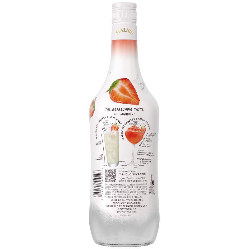 slide 6 of 6, Malibu Strawberry Flavored White Rum - 750ml Bottle, 750 ml