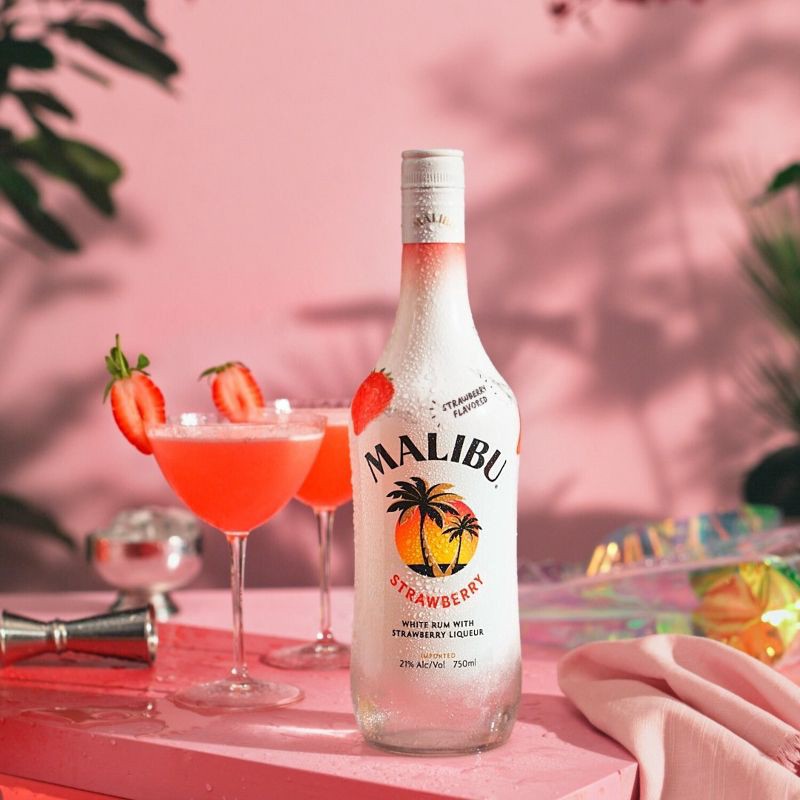 slide 9 of 12, Malibu Strawberry Flavored White Rum - 750ml Bottle, 750 ml