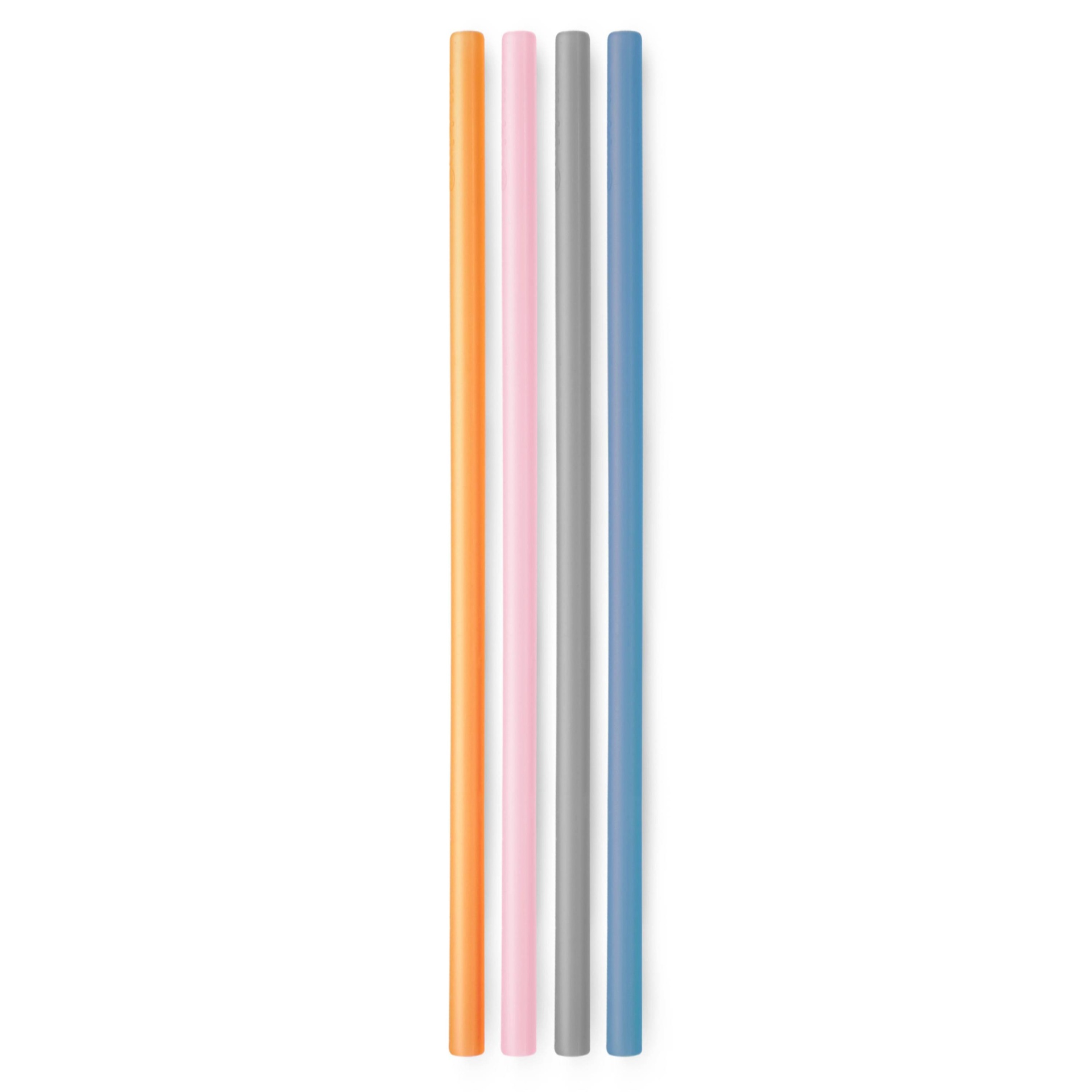 slide 1 of 6, GoSili 4pk Extra-Long Silicone Straws Blue/Pink, 4 ct