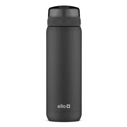 Ello Cooper 22oz Stainless Steel Water Bottle Black: Reusable Insulated Metal Drinkware, Dishwasher-Safe Parts