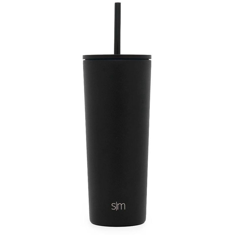 slide 1 of 4, Simple Modern 24oz Insulated Stainless Steel Classic Tumbler with Straw Black: Cold Drinkware, Hand Wash, All Ages, 24 oz