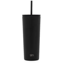 Simple Modern 24oz Insulated Stainless Steel Classic Tumbler with Straw Black: Cold Drinkware, Hand Wash, All Ages