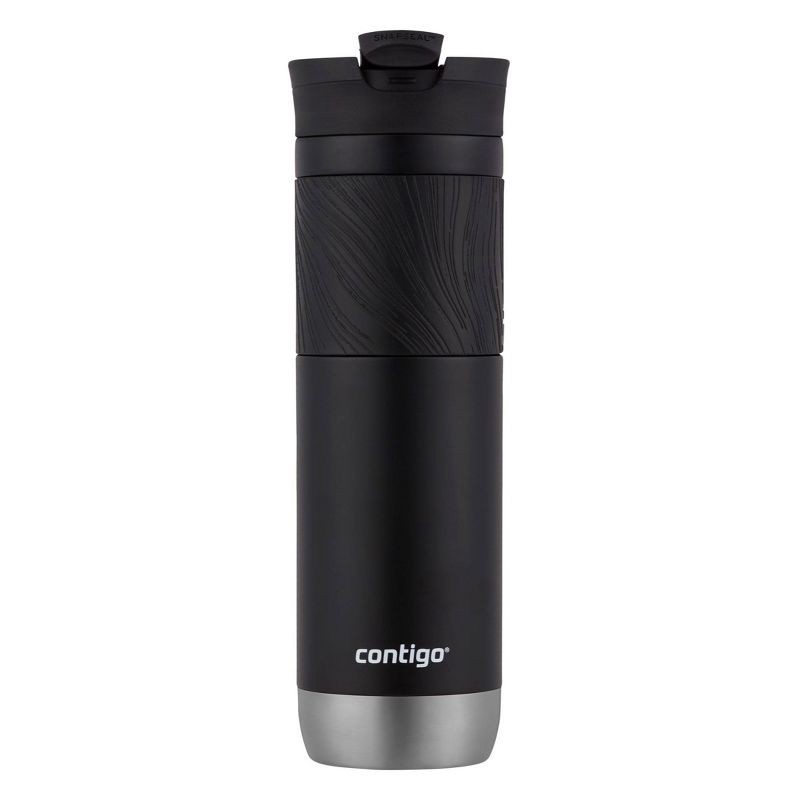 slide 2 of 4, Contigo Byron 2.0 24oz Stainless Steel Travel Mug with SNAPSEAL Lid and Grip Licorice: Insulated Coffee Cup for Travel, 24 oz