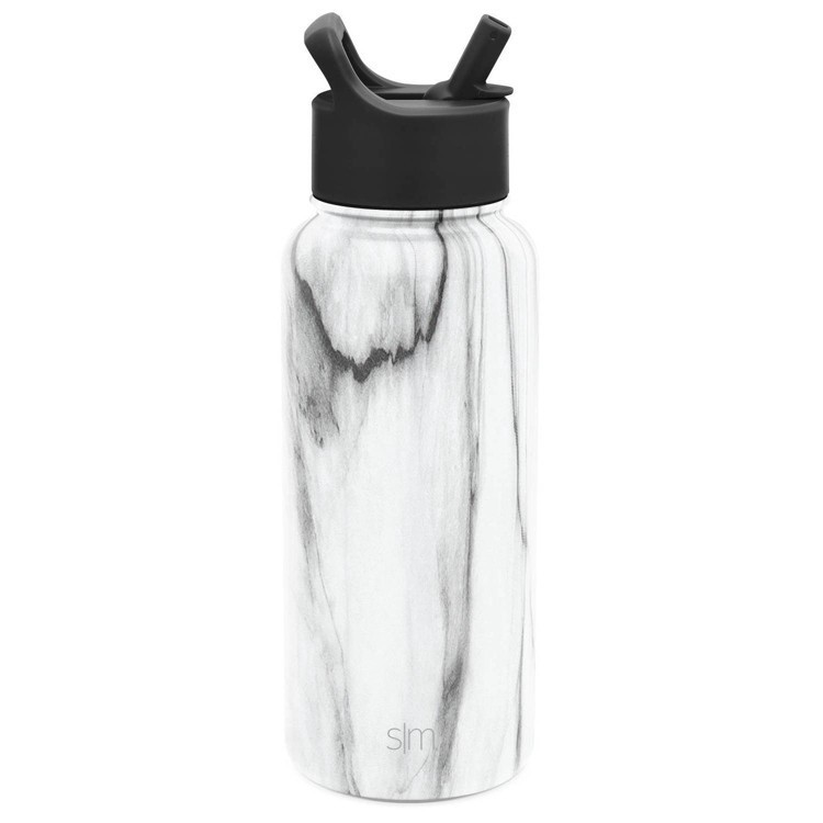 slide 1 of 1, Simple Modern 32oz Stainless Steel Summit Water Bottle with Straw Lid Carrara Marble, 1 ct