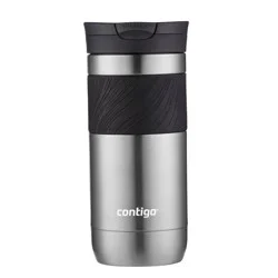 Contigo Byron 2.0 16oz Stainless Steel Travel Mug with SNAPSEAL Lid and Grip Gunmetal: Insulated Cup for Travel