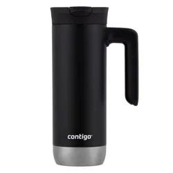 Contigo 20oz Snapseal Insulated Stainless Steel Travel Mug with Handle Licorice: Vacuum-Insulated Coffee Tumbler
