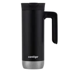 Contigo 20oz Snapseal Insulated Stainless Steel Travel Mug with Handle Licorice: Vacuum-Insulated Coffee Tumbler