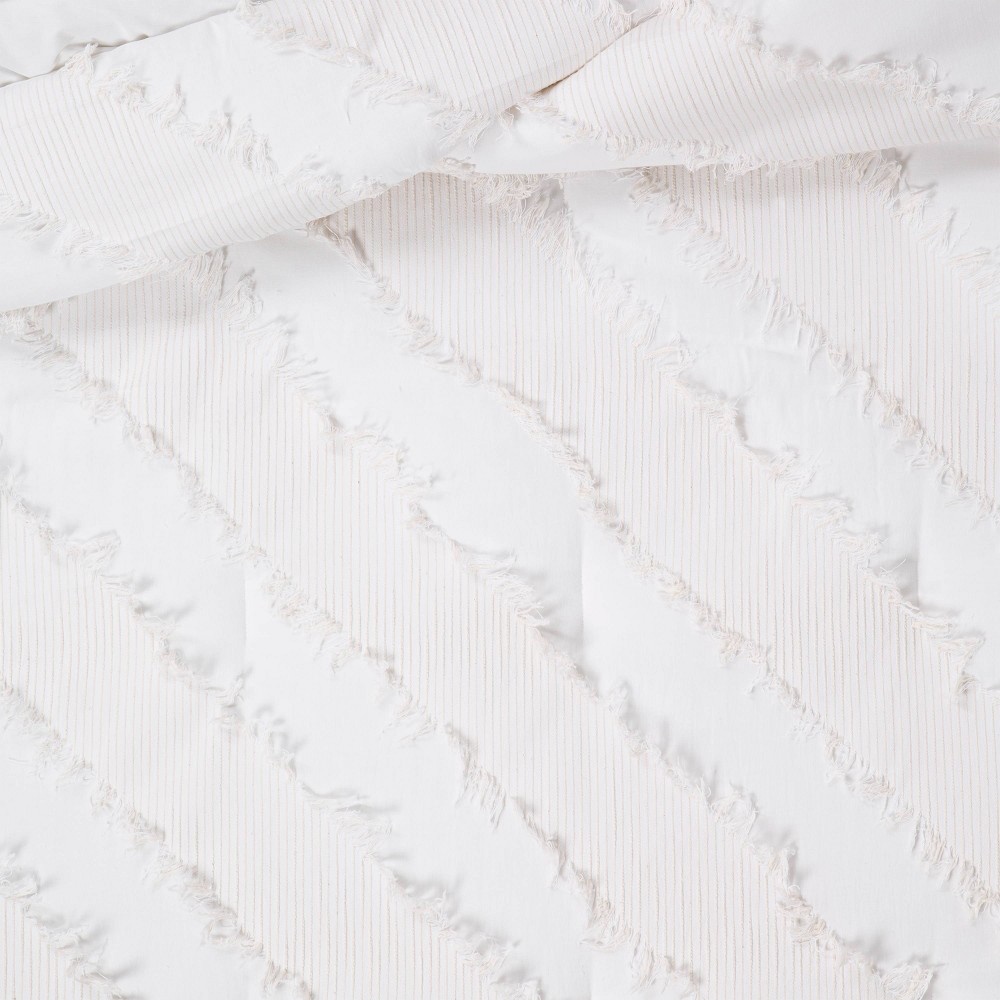 slide 3 of 3, Twin/Twin Extra Long Diagonal Textured Comforter & Sham Set White - Opalhouse, 1 ct