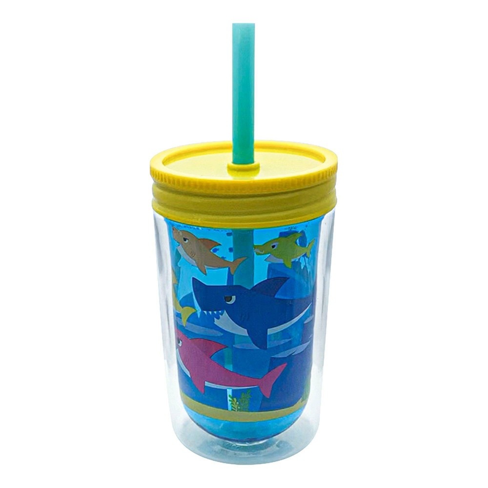 slide 2 of 4, Pinkfong Baby Shark Plastic Tumbler with Lid and Straw, 12.5 oz