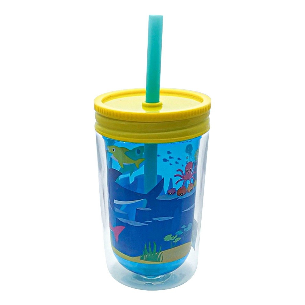 slide 3 of 4, Pinkfong Baby Shark Plastic Tumbler with Lid and Straw, 12.5 oz