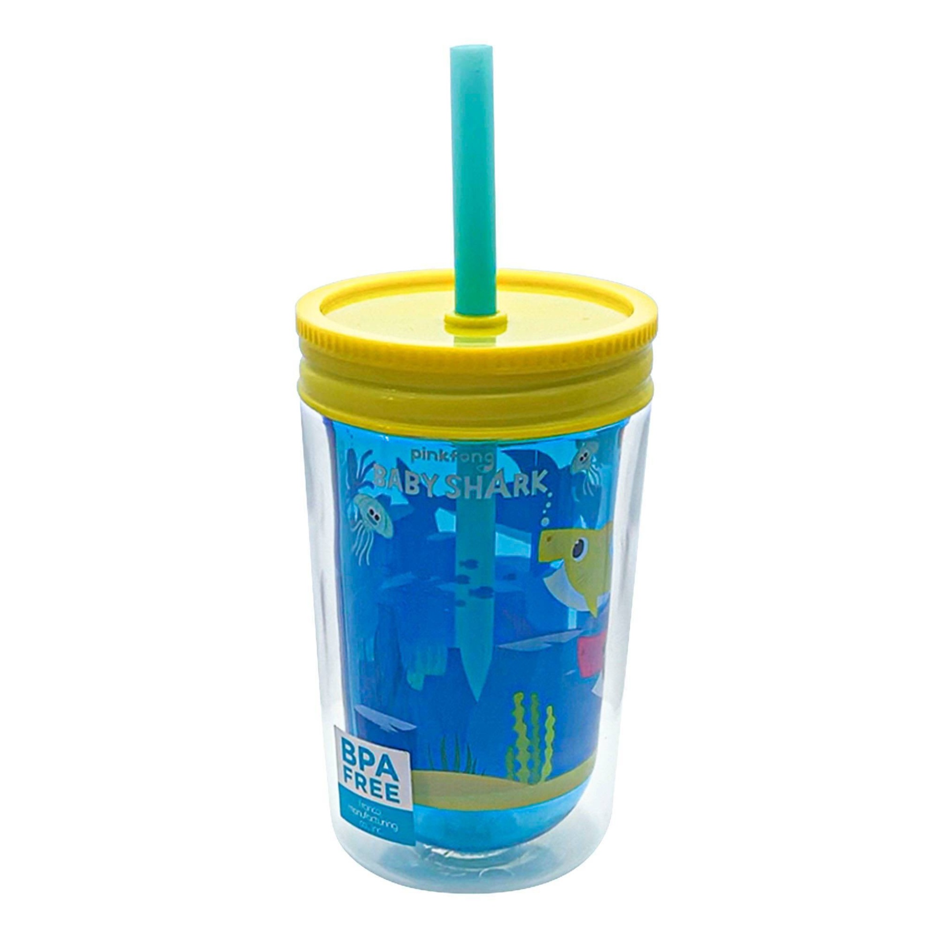 slide 1 of 4, Pinkfong Baby Shark Plastic Tumbler with Lid and Straw, 12.5 oz