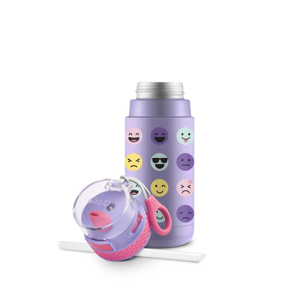Ello 12oz Stainless Steel Kids Ride Smiley Faces Water Bottle