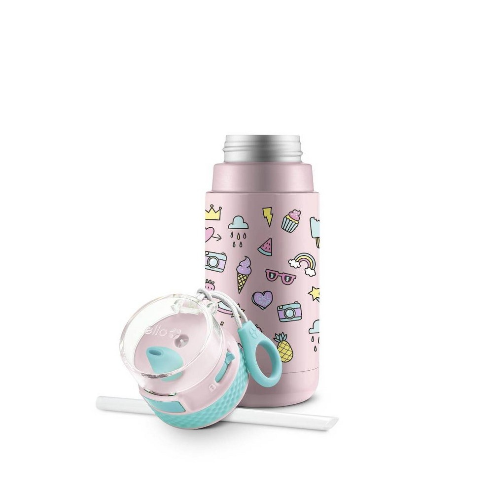 slide 3 of 4, Ello 12oz Stainless Steel Kids Ride Fun In The Sun Water Bottle Pink, 12 oz