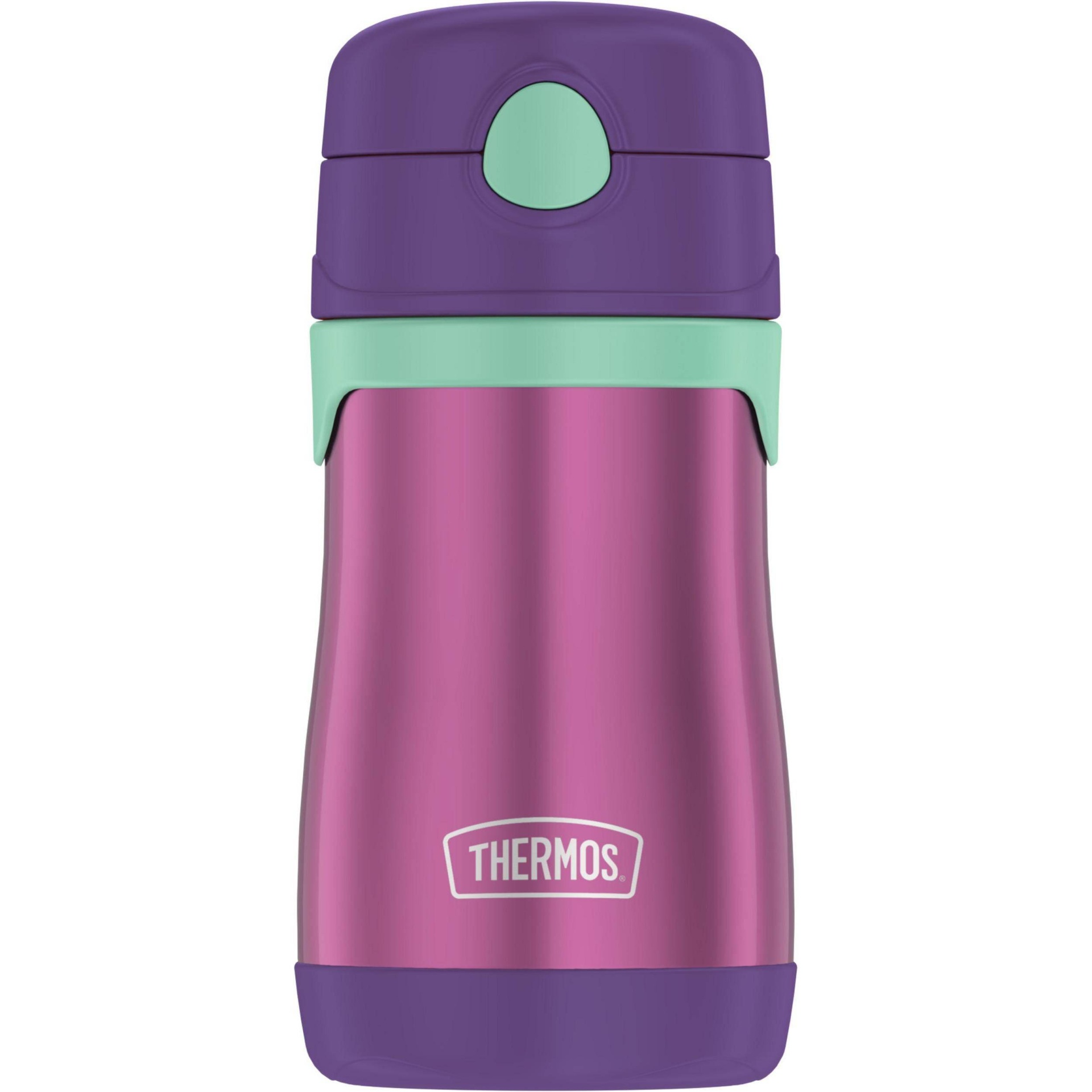 slide 1 of 5, Thermos 10oz Stainless Steel Straw Bottle Purple, 10 oz