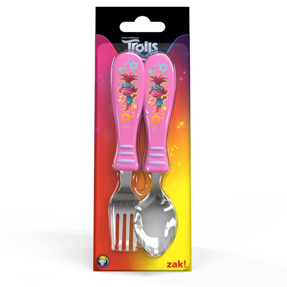 slide 2 of 3, DreamWorks Trolls Stainless Steel Easy Grip Silverware Set - Zak Designs, 2 ct