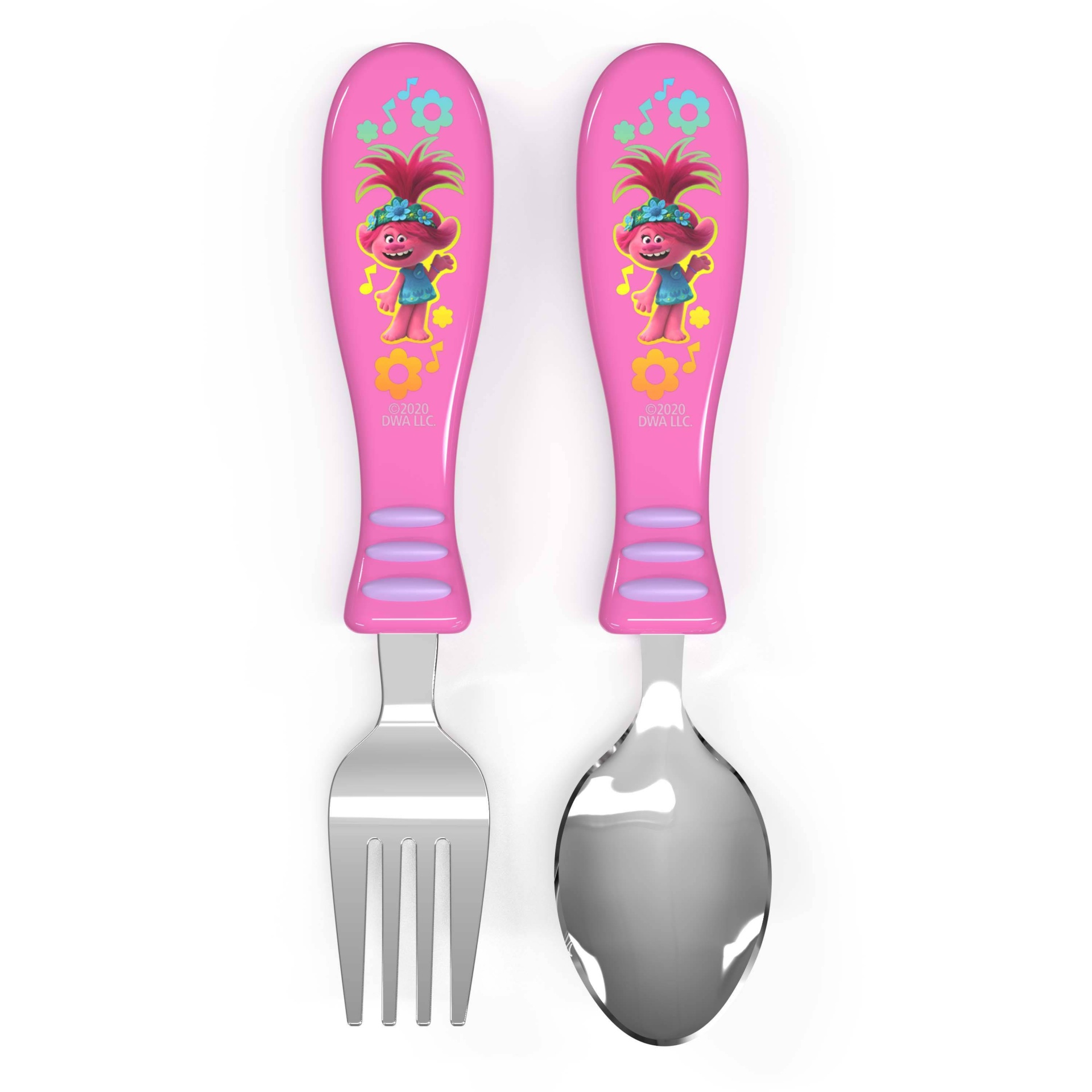 slide 1 of 3, DreamWorks Trolls Stainless Steel Easy Grip Silverware Set - Zak Designs, 2 ct