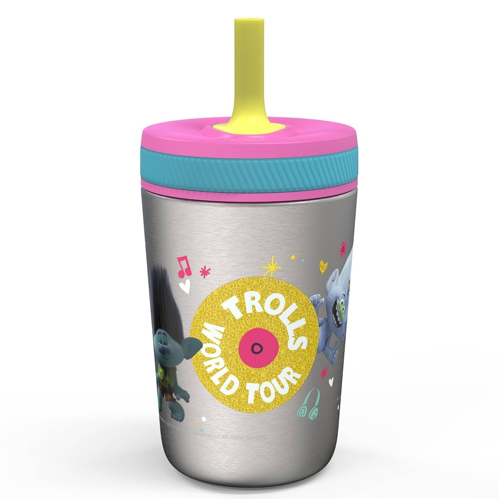 slide 2 of 4, DreamWorks Trolls Stainless Steel Spill Proof Straw Tumbler - Zak Designs, 12 oz