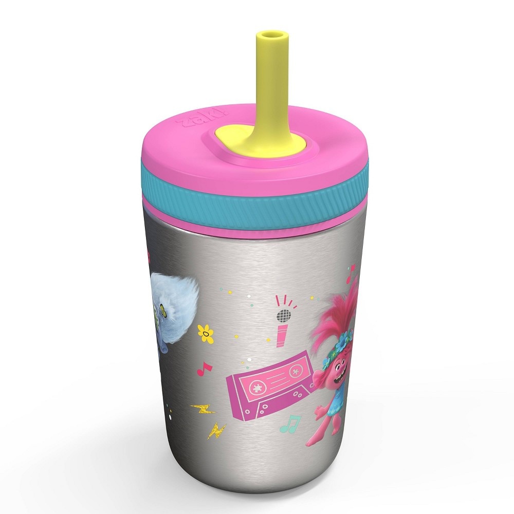 slide 3 of 4, DreamWorks Trolls Stainless Steel Spill Proof Straw Tumbler - Zak Designs, 12 oz