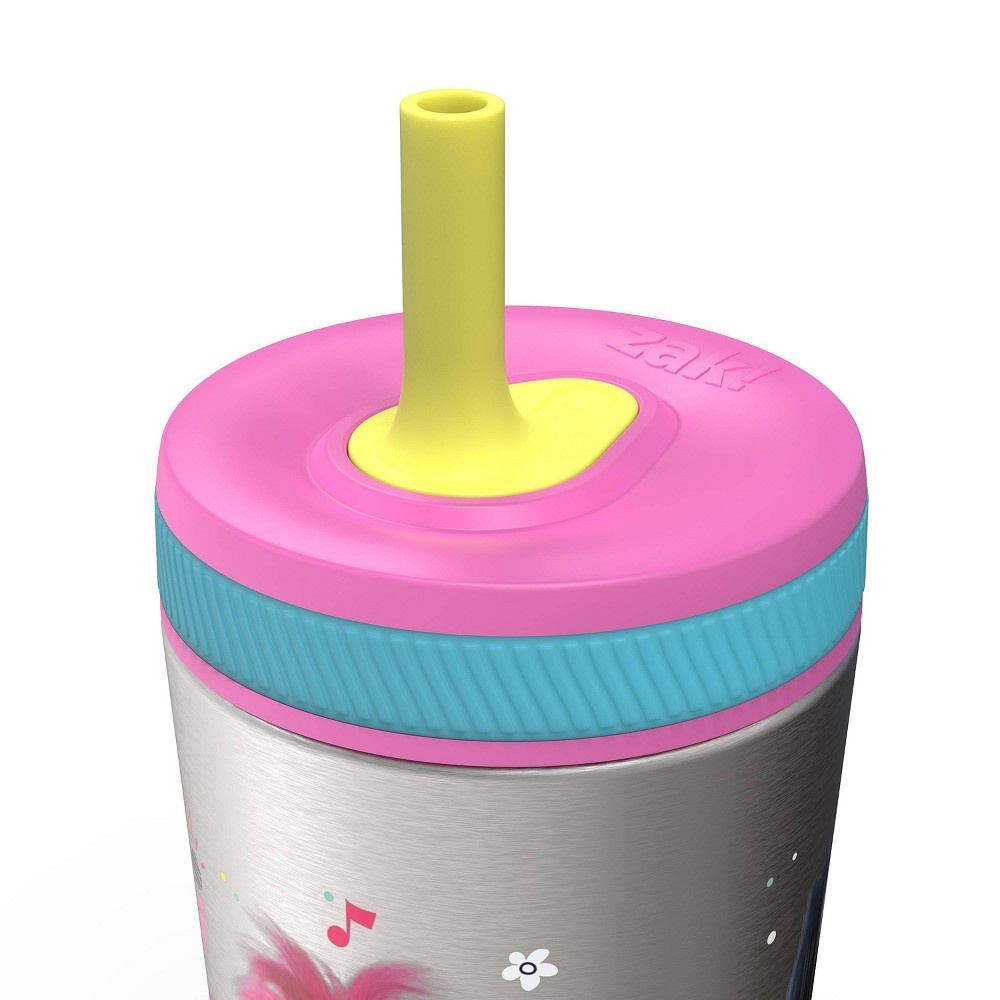 slide 4 of 4, DreamWorks Trolls Stainless Steel Spill Proof Straw Tumbler - Zak Designs, 12 oz