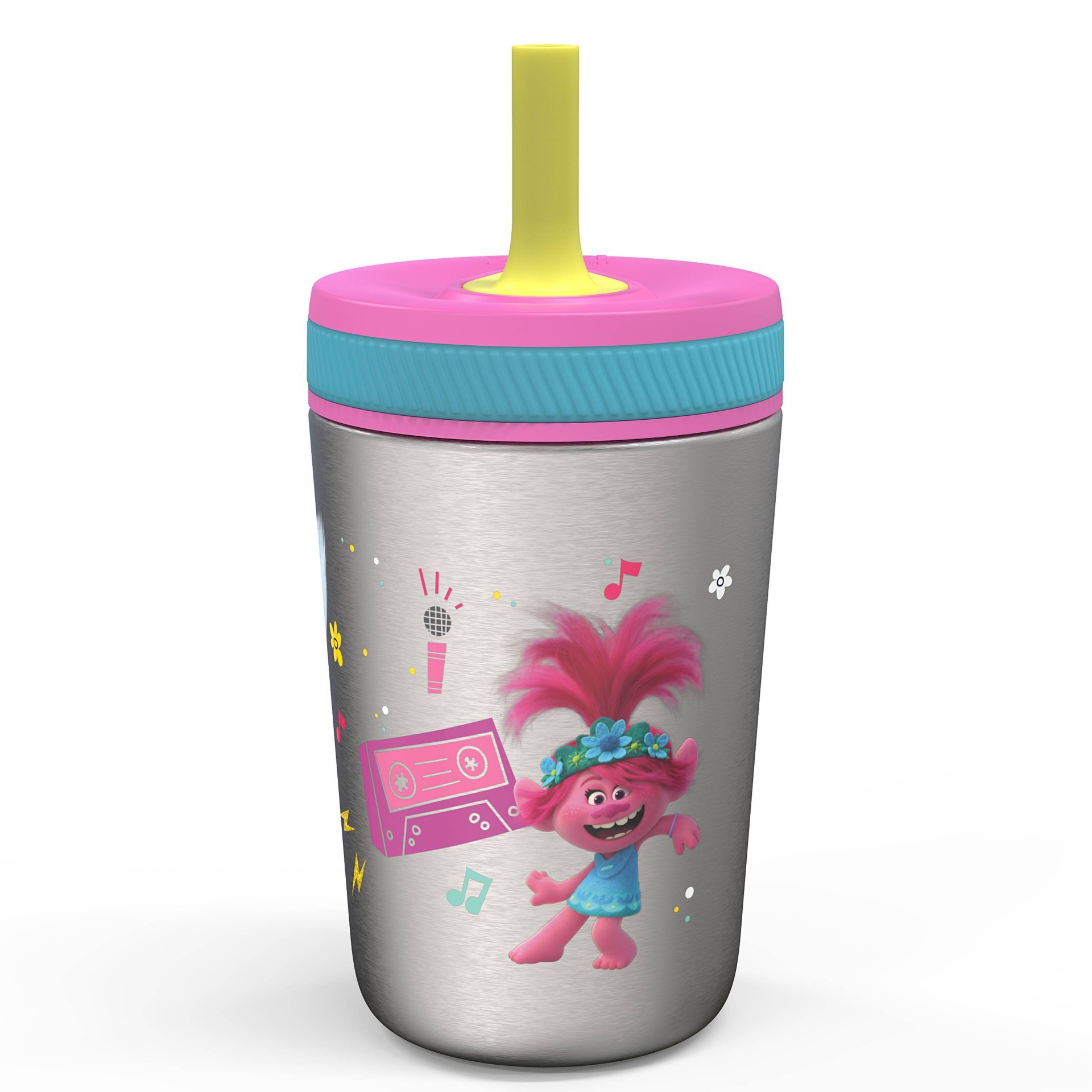 slide 1 of 4, DreamWorks Trolls Stainless Steel Spill Proof Straw Tumbler - Zak Designs, 12 oz