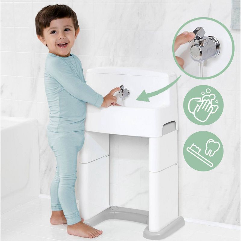 slide 2 of 10, Delta Children PerfectSize 3-in-1 Convertible Sink, Step Stool and Bath Toy for Toddlers/Kids' Perfect For Potty Training - White/Gray, 1 ct
