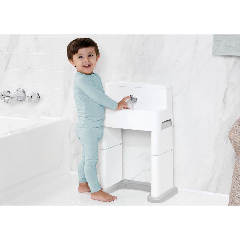 slide 5 of 10, Delta Children PerfectSize 3-in-1 Convertible Sink, Step Stool and Bath Toy for Toddlers/Kids' Perfect For Potty Training - White/Gray, 1 ct