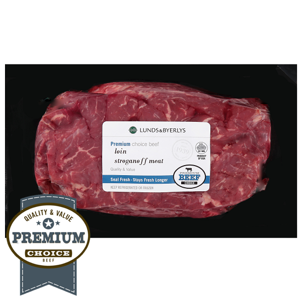 slide 1 of 1, Lunds & Byerlys Premium Choice Beef Boneless Sirloin For Stroganoff, per lb