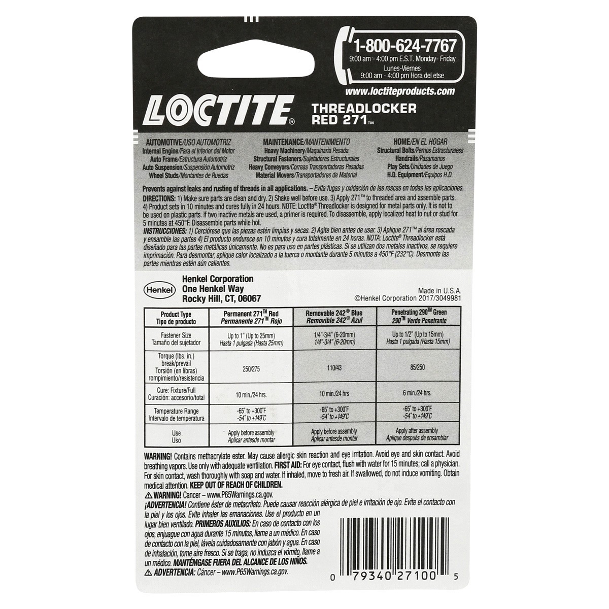slide 2 of 2, Loctite Red 271 Heavy Duty Threadlocker, 6 ml