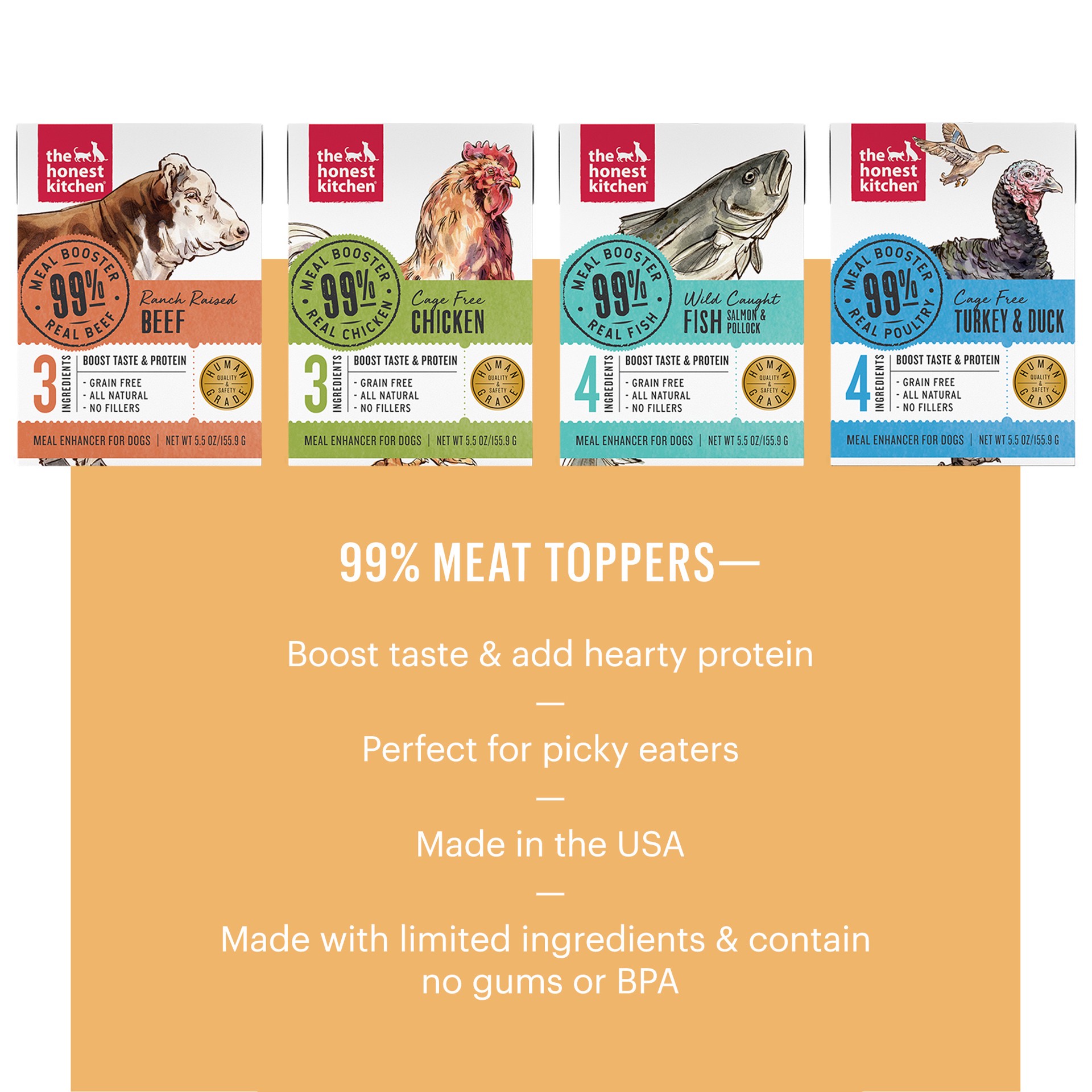 slide 7 of 8, The Honest Kitchen Meal Booster: 99% Meal Booster: 99% Beef Dog Food Topper, 5.5 oz x1, 5.5 oz